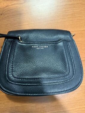 Marc Jacobs Black Pebbled Leather Crossbody with Gold Hardware